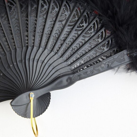 Marabou Feather Fan 20s Vintage Folding Fan Flapper Hand Fan for Costume Dancing - Picture 3 of 7